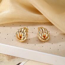 1 par de pendientes geométricos dorados con intersección - Amarillo Oro - Ver 2