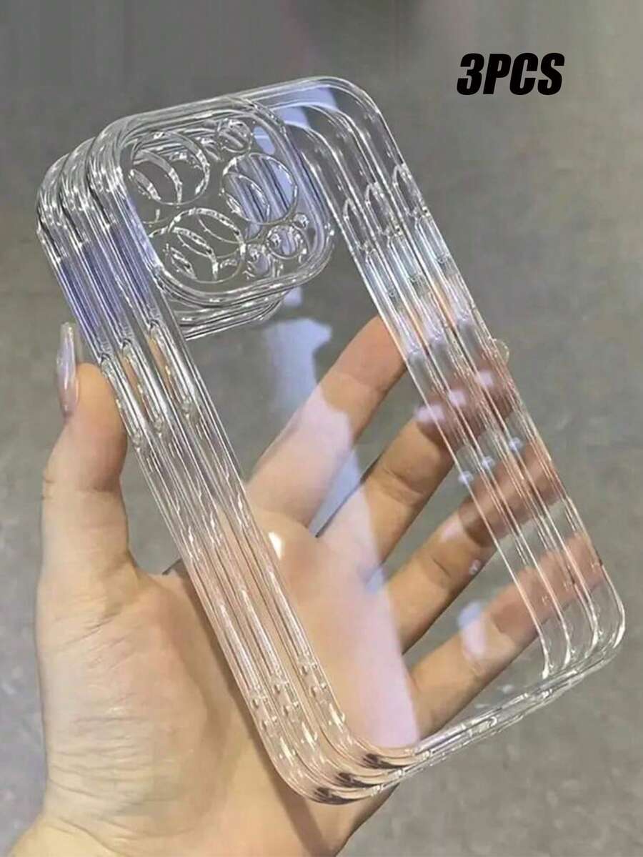 3 قطع من أغطية الهاتف TPU شفافة مضادة للسقوط بسمك 2.8 مم متوافقة مع 18/18Pro/18ProMax/17/17Pro/17ProMax/16/16Pro/16ProMax/15/14/13/12/11 بتصميم بسيط وشخصي واقي - شفاف - مشاهدة 1