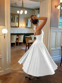 Elegant Backless Halter Neck Dress, Suitable For Commuting And Dating Party - White - View 3