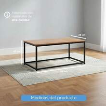 Mesa de centro | Madera y acero | Minimalista moderno | Mesa auxiliar | Mesa de salón | Color nogal | 90 x 48 x 40 cm - Negro - Ver 5
