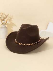 1pc Kids Western Cowboy Hat, Suitable For Boys And Girls, Wide Brim Cowboy Hat With Detachable Leopard Print Band, All Season Dress Up Hat, Suitable For Daily Wear, Outdoor And Party Costumes - 1PC - View 13