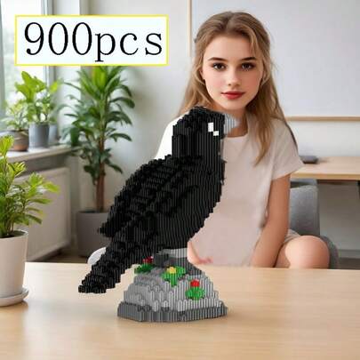 2026新款渡鸦积木套装，900块挑战性拼装积木，节日/庆典礼物，适合成人模型拼装，生日/复活节/万圣节/圣诞节/新年礼物，家居/办公室展示装饰