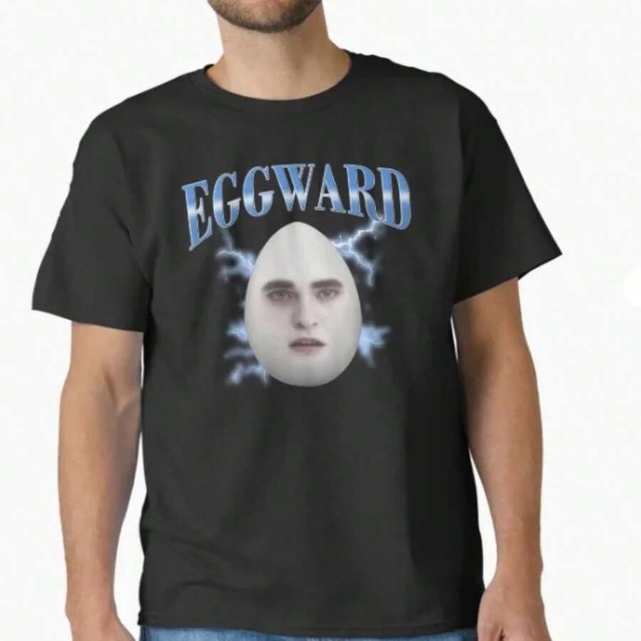 Meme Twilight Eggward Fun T-Shirt Edward Cullen Humorous T-Shirt Men's And Women's Casual Cotton Sho - 黑色 - 查看 1