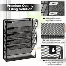 Aimall File Storage Rack, Wrought Iron Desktop Storage Rack, Office Supplies Wall Mounted Iron Mesh Rack, File Management Rack - Black - View 8