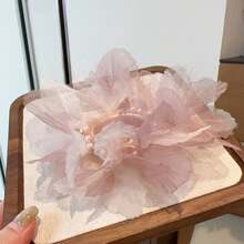 Fairy Tale Sheer Floral Petal & Pearl Beaded Hair Scrunchie, Floral Petal Hair Tie Ponytail Holder Hair Accessory For Spring/Summer - Multicolor - View 12