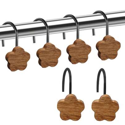 12 piezas Ganchos decorativos con forma de estrella de madera, material de hierro, adecuados para baño, cocina, sala de estar, acento de baño, regalo del Día de San Valentín, recomendación de Ramadán, esenciales de primavera/verano