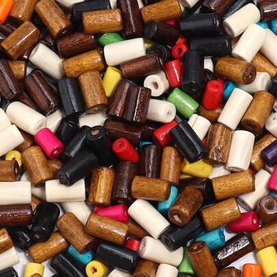 200-400pcs Cylindrical Wooden Beads For DIY Necklace Bracelet Jewelry Accessories