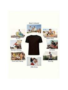 Humorous Short-Sleeve T-Shirt For Men, Casual Crew Neck Tee, Lightweight Material, Slightly Stretchy, Summer Style Top, Fit,  Summer Tee - Black - View 5