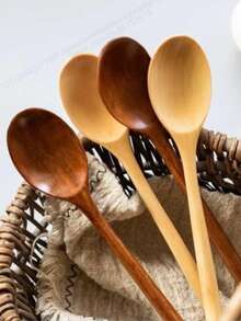 6pcs Japanese Style Wooden Spoon Kitchen Utensil Set, Holiday Kitchen Tableware Gift - Multicolor - View 3