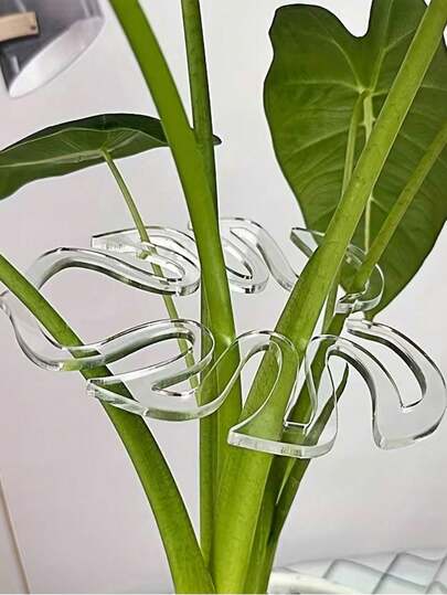 Plant Support Stakes,Turtle Back Bamboo Fixator - Transparent Plastic U-Shaped Foldable Design, Gentle Grip For Bamboo, Suitable For Indoor/Outdoor Hydroponics And Potted Plants - Prevents Tipping, Promotes Healthy Growth, Space-Saving Garden & Home Decor