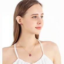 Juego de collar y pendientes de flor de cerezo para mujer chapado en oro de 18 quilates hipoalergénico juego de joyas de flores Sakura regalos para mujeres y niñas Metal circonita - como en la foto - Ver 3