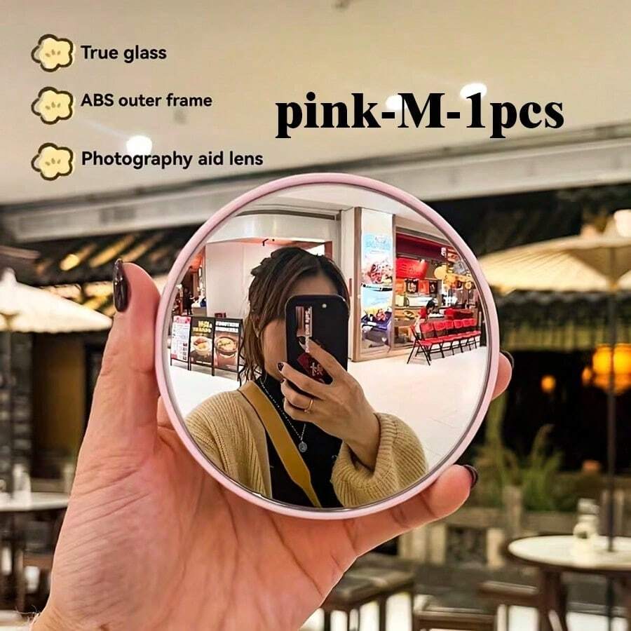 Handheld Convex Mirror, Wide Angle Lens, Travel Photography Gadget, Small Round Mirror For Photo Taking, Available In Large And Small Sizes. Convex Mirror Wide Angle Shooting, Must-Have Travel Gift Mirror For Friends, Selfie Accessory, Compact Design, Valentine's Day Couples Photo Mirror, High-Quality Reflection, Content Creator Accessory - Multicolor - View 1