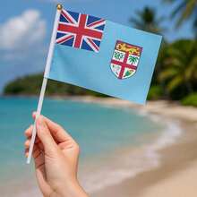 Banderitas de Fiyi, MXFJH-000, 1Pza, Fiyi, 14x21cm, Tela Poliéster, Asta Plástico. - Multicolor - Ver 2