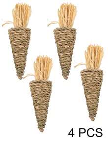 1个/2个/4个手工钩织胡萝卜磨牙玩具，适用于兔子、仓鼠、豚鼠和猫。这些玩具兼具牙齿护理和娱乐功能，可以减少宠物的无聊感，促进健康的咀嚼。是圣诞节或万圣节的绝佳礼物。 - 彩色 - 查看 15