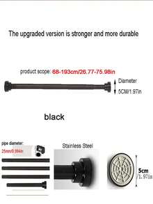 不锈钢拼接式浴帘杆，弹簧式免钻孔伸缩杆，窗帘挂钩，晾衣架，衣柜杆 - 彩色 - 查看 22