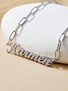 Customized Minimalist Elegant Personalized Multi-Chain, Multi-Font Selectable Pure English Letter Name Necklace, 18K Gold Plated Stainless Steel Material, Gold/Silver Color Options - Customized Text/Name - Ideal Gift For Christmas, Valentine's Day, Birthday, Anniversary - Stylish His & Her Jewelry Matching, Necklace, Long Necklace Fashion Jewelry, Beaded Necklace, Jewelry Set, Personalized Jewelry, Suitable For Teenagers, Suitable For Weddings - Multicolor - View 8