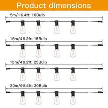 49 Ft /98 Ft Multifunctional Light String, Solar LED Outdoor Light String, Earthquake Resistant ST38 Bulb, 8-Mode, Dimmable And Connectable, Warm White, Suitable For Gardens, Porches, Terraces, Backyards, Bars, Weddings And Christmas Gifts(IP 65) - 1PC Solar Bubble Ball - View 4