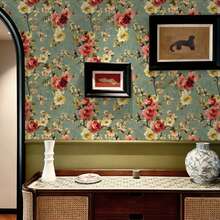 BVL 1卷 0.24毫米 复古橄榄绿花卉图案乙烯基壁纸 可移除自粘墙纸 自粘墙纸 装饰墙贴 家居装饰及配件 客厅装饰及配件 厨房壁纸 - 霧青薔薇 - 查看 15