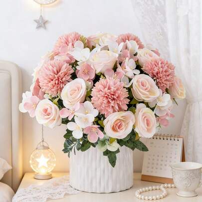 1/3/80 bông (6 bông mỗi bó) Hoa cúc và hoa hồng nhân tạo kiểu Bắc Âu, cao 30cm, dùng để trang trí đám cưới, bó hoa cô dâu, trang trí trường học, trang trí bình hoa nhà cửa, tiệc ngoài trời, trang trí tiệc sinh nhật.