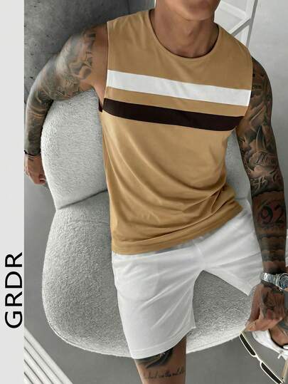 GRDR 1pc Men's Summer Casual Crew Neck Sleeveless Tank Top
