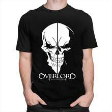 Custom Overlord Ainz Ooal Gown T Shirt For Men Tshirt Tee Short Sleeves Horror Skull T-Shirt - 黑色 - 查看 2