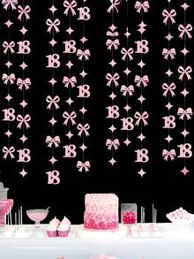 Decoraciones de cumpleaños con lazos rosas brillantes, guirnalda de lazos rosas, adecuado para cumpleaños de 18 y 21 años de niñas, se puede usar para decoración de fiestas de cumpleaños, fiestas de aniversario, bodas, decoraciones para baby shower - Multicolor - Ver 2
