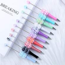 6pcs New Arrival Hot Selling Faux Pearl Beaded Ballpoint Pens, Jewelry Making DIY Accessory Kit, Focal Point Beads, Student/Teacher Festival Gift - Multi-color Random Distribution - View 1