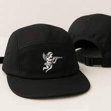 Black Graphite Five Panel Cap On - Black Angel - View 5