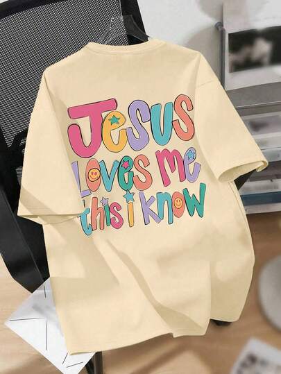 Cartoon Slogan Print Round Neck T-Shirt, Soft & Comfortable Casual Top For Girls, Spring/Summer