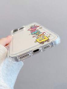 SPONGEBOB 1个时尚卡通可爱海绵宝宝、海星、松鼠、蜗牛图案透气防震手机壳，兼容三星/ 17/16/15/14/13/12/11 Pro Max/12 Pro/14 Plus 及其他型号 - 彩色 - 查看 5