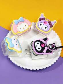 SANRIO Shockproof Cartoon Character Soft Protective Charging Case With Wave Design Durable And Dirt Resistant Extends Lifespan Of 20W Fast Charging Cable And Adapter Compatible With Apple Phones For Women Birthday Gift - Multicolor - View 4