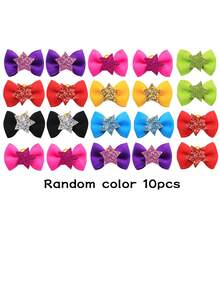 10/30pcs Shiny Heart Pet Bow Hair Accessories, Cat Dog Decorative Supplies, Happy Puppy Decor, Dog Accessories, Colorful Cute Cat Dog Headpieces, Suitable For Daily Wear, Valentine's Day, Holiday Parties - Multicolor - View 9