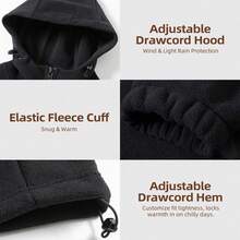 Mubberry Mens Fleece Jacket Full Zip With Hood Pockets Warm Lightweight Winter Jacket - 黑色 - 查看 2