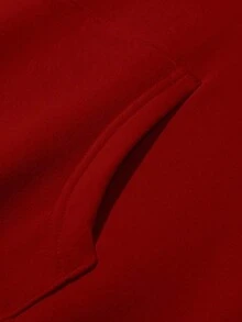 SNOOPY Anxious And Crazy Ear Pulling Pattern Printed Men's Casual Fashion Hoodie, Loose And Comfortable Street Style Long Sleeved Home Style, Soft Cotton Blend Men's Warm Winter Clothing, Men's Winter Clothing - 紅色 - 查看 5