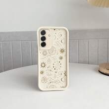 Sun Moon Stars Pattern Phone Case Suitable For Samsung Galaxy A05 A05S A06 A07 A12 A13 A14 A15 A16 5G A17 A21S A22 A23 A24 A25 A26 A32 A33 A34 A35 A36 A52 A53 A54 A55 A56 S21 Ultra S22 Plus S23+ S24 FE S25 Edge Shockproof Full Cover Black Phone Case,Suitable For IPhone17 Air - 黑色 - 查看 7