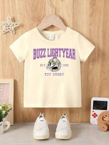 Disney Retro Toy Story Buzz Lightyear Graphic Tee – Lightweight Cotton T-Shirt With Bold Purple Typography & Playful Space Accents For Playdates & Outings - Apricot - View 3