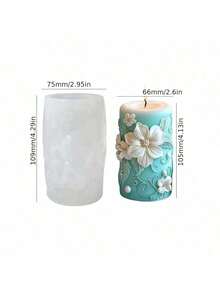 Blooming Lily Rose Embossed Design Pedestal Aromatherapy Plaster Handmade Home Decor Silicone Mold - White - View 2
