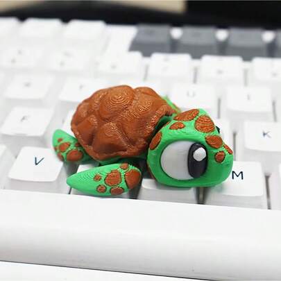 Decoración de tortuga impresa en 3D con extremidades móviles y ojos verdes lindos - Decoración realista de plástico para Halloween, Navidad, adecuada para el hogar, la oficina o el espacio al aire libre, Adorno de tortuga