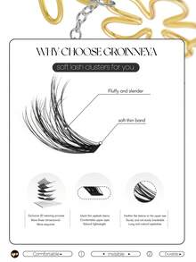 240-300根睫毛嫁接套装，8-16毫米混合长度C型卷翘蓬松单根睫毛，密集锥形末端，自然柔软，可重复使用，适合初学者 - 黑色 - 查看 3