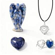 3件套水晶吊坠套装 - 镂空心形锁吊坠、紫水晶、粉晶、爱情疗愈水晶石和口袋守护天使。圣诞节、新年、情人节，爱的礼物。 - 多色 - 查看 12