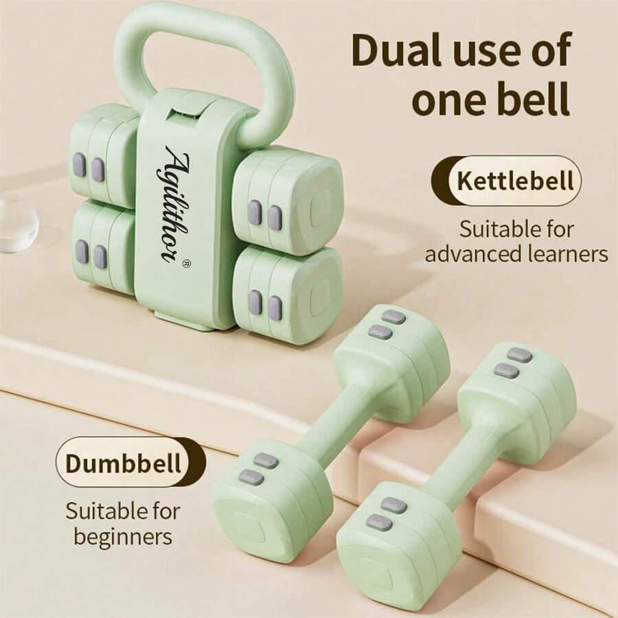 Agilithor 2-In-1 Adjustable Kettlebell & Dumbbell Set – Quick-Lock Convertible Weight System For Home Strength & Cardio Training (5.5–12.1 Lb)