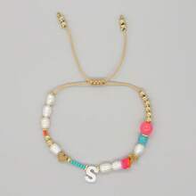 1pc Women's Fashion Pearl Letter A-Z Bracelet, Minimalist Luxury Style Accessory - Multicolor - View 14