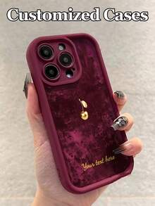 1个可定制文字酒红色竹丝樱花水果图案手机壳保护套，兼容 17 Pro Max/17 Air/16 E/15/14 Plus/13/12/11、A21S/S24/20 Ultra、Note 13 Pro Plus，采用TPU材质，全新酒红色TPU，艺术图案，时尚防震，是馈赠亲朋好友的理想之选。 - 酒紅色 - 查看 6