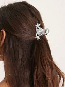 1pc Minimalist Metal Butterfly Clip Medium Hair Claw Clip For Women - Silver - View 2