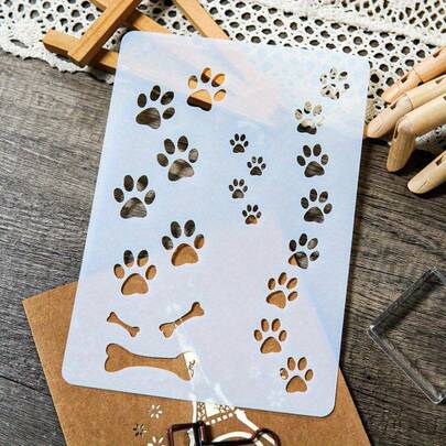 Puppy Paw & Bone Prints DIY Drawing Stencils For Scrapbooking, Painting And Journal - Handmade Craft Template, For Back To School