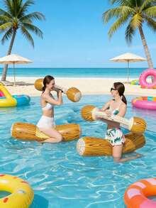 1/2/4pcs Inflatable Water Jousting Sticks, Wood Grain Design, With Handle, PVC Material, Suitable For Water Games, Swimming Pool, Beach, Party, Inflatable Pool Floats, Inflatable Buoys, Pool Rafts, Add Fun, Requires Separate Purchase Of Air Pump - Water-based Antiphonal Sticks - View 9