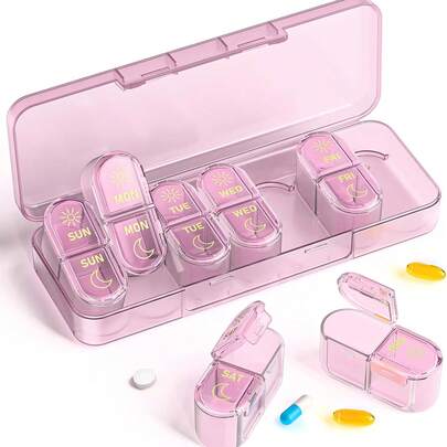2 Mal/Tag Pillenorganizer, AM PM 7-Tage Pillenbox, 2 Mal pro Tag Pillenbox, 7-Tage Reise Pillenbox, Medikamenten Vitamin Fischöl Nahrungsergänzungsmittel Spender