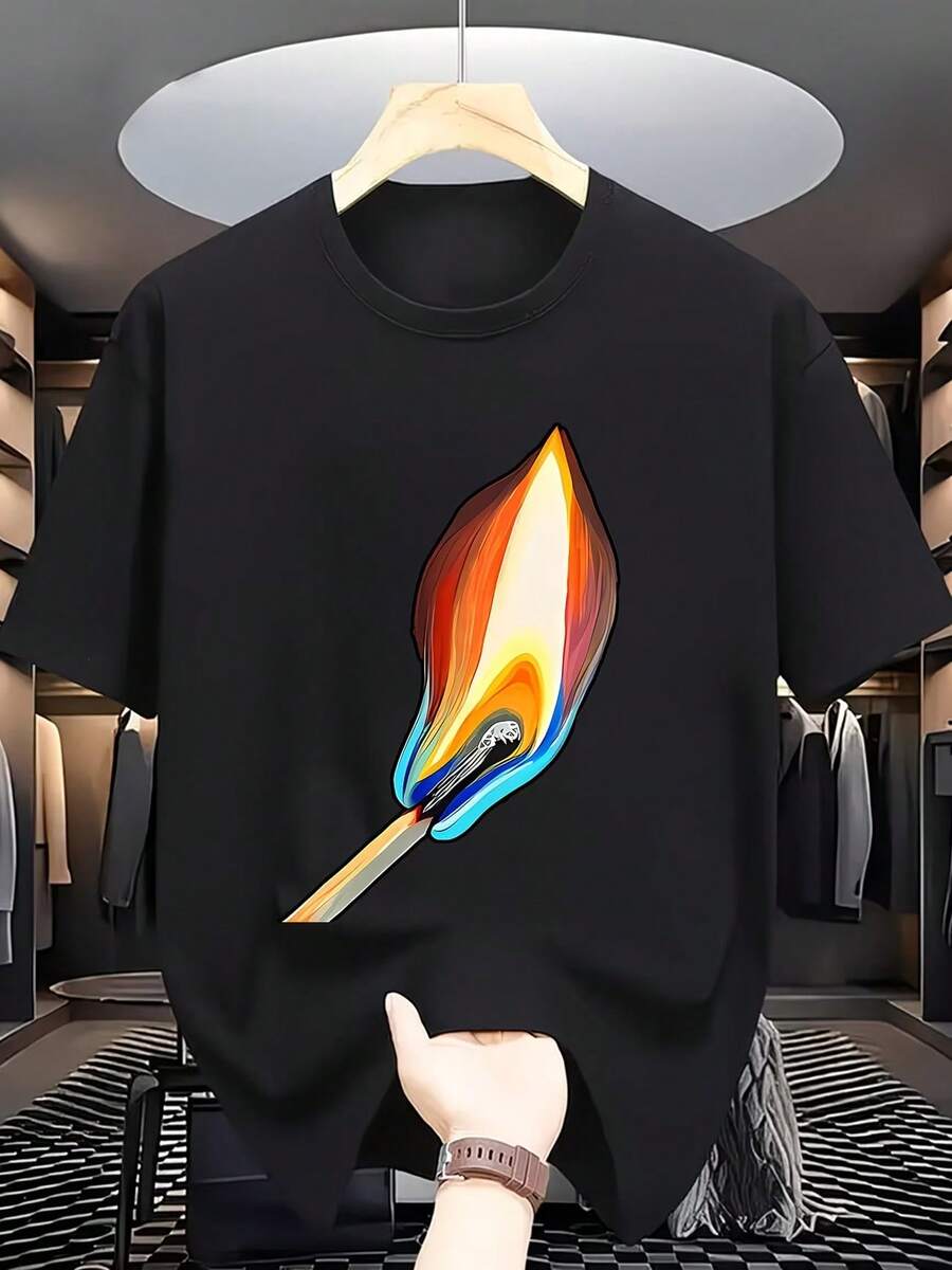 Matchstick T-Shirt, Unisex Shirt, Men's And Women's Blouse, 100% Cotton, Top Premium Streetwear, New Release, Immediate Shipping, Various Colors!! - 黑色 - 查看 1