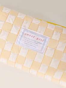 现代美学网格设计铅笔盒，大容量布艺笔袋，带拉链，简约办公桌收纳袋，适用于学校用品和旅行，时尚日式文具收纳包，中性色系 - 多色 - 查看 7