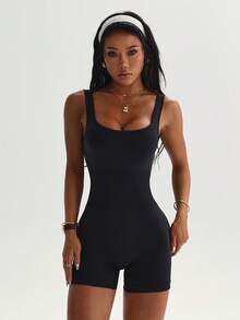 Seamless Sports Compression Outfit, Yoga Capri Pants - Dark Grey - View 4